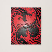 Yin Yang Dragons, rood en zwart Legpuzzel (Verticaal)