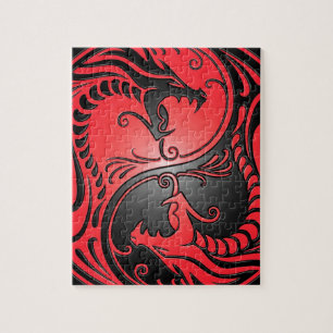 Yin Yang Dragons, rood en zwart Legpuzzel