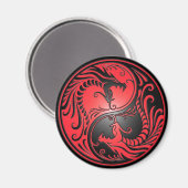 Yin Yang Dragons, rood en zwart Magneet (Voorkant / Achterkant)
