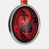 Yin Yang Dragons, rood en zwart Metalen Ornament (Rechts)