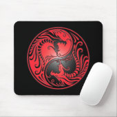 Yin Yang Dragons, rood en zwart Muismat (Met muis)