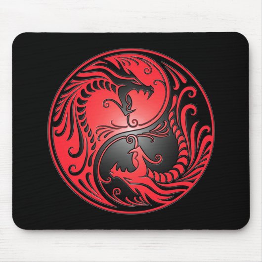 Yin Yang Dragons, rood en zwart Muismat (Voorkant)