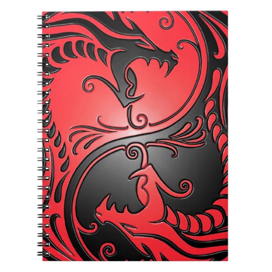 Yin Yang Dragons, rood en zwart Notitieboek (Voorkant)
