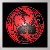 Yin Yang Dragons, rood en zwart Poster (Voorkant)