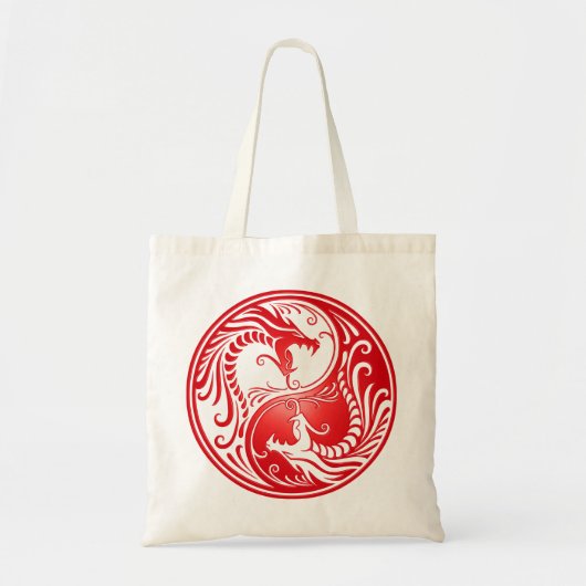 Yin Yang Dragons, rood Tote Bag (Voorkant)