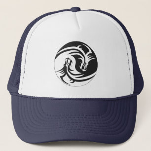 Yin Yang Dragons Tribal Tattoo Design Trucker Trucker Pet