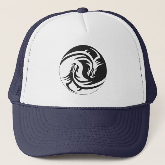 Yin Yang Dragons Tribal Tattoo Design Trucker Trucker Pet (Voorkant)