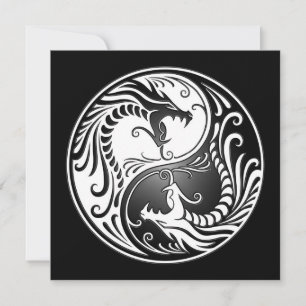 Yin Yang Dragons, wit en zwart