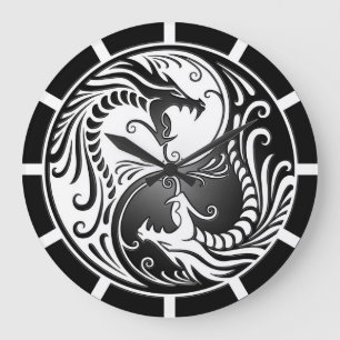 Yin Yang Dragons, wit en zwart Grote Klok