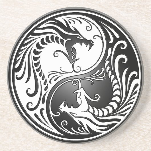 Yin Yang Dragons Zandsteen Onderzetter (Voorkant)