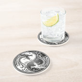 Yin Yang Dragons Zandsteen Onderzetter (Zijkant)