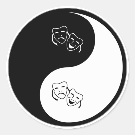 Yin Yang Drama Ronde Sticker (Voorkant)