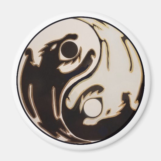 Yin yang Dubbele Draak Magneet (Voorkant)