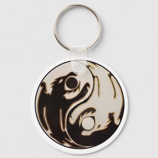 Yin yang Dubbele Draak Sleutelhanger (Voorkant)