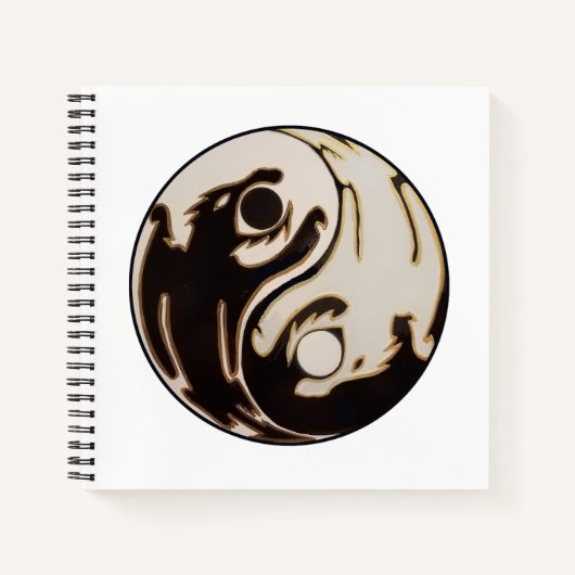 Yin yang Dubbele Draak Spiraal Notebook Notitieboek (Voorkant)