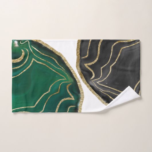 Yin Yang Emerald Black Agate Gold Glam #1 #gem #ar Bad Handdoek (Handdoek)