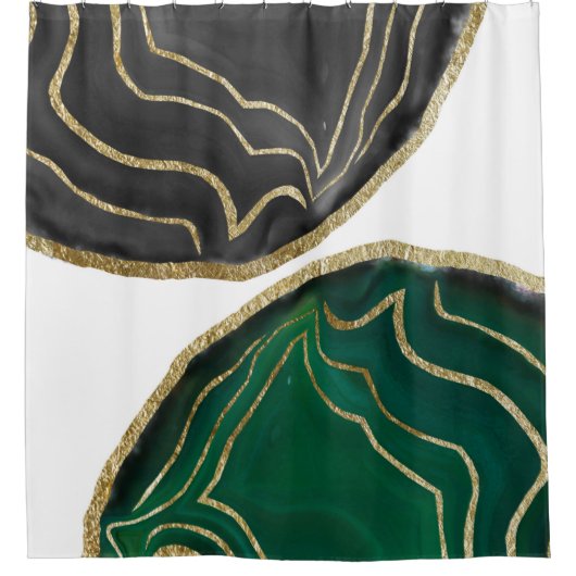 Yin Yang Emerald Black Agate Gold Glam #1 #gem #de Douchegordijn (Voorkant)