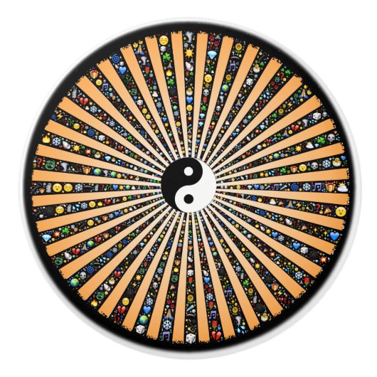 Yin Yang Emoji Keramische Knop (Voorkant)