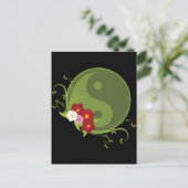 Yin Yang en Bloemen Briefkaart (Staand voorkant)