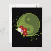 Yin Yang en Bloemen Briefkaart (Voorkant / Achterkant)