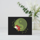 Yin Yang en Bloemen Briefkaart (Staand voorkant)
