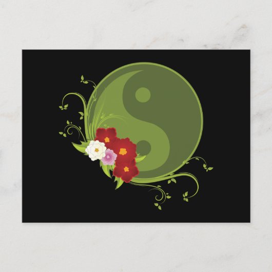 Yin Yang en Bloemen Briefkaart (Voorkant)