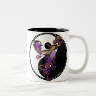 Yin Yang en de Dragons Dance of Love Tweekleurige Koffiemok