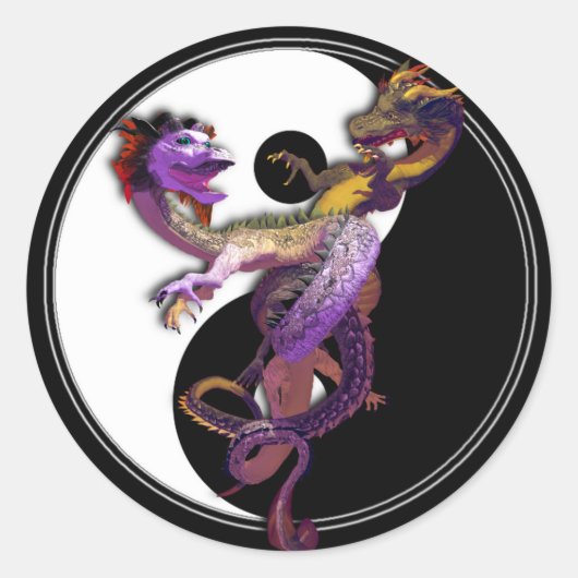 Yin Yang en de Draken Dans van Liefde Ronde Sticker (Voorkant)