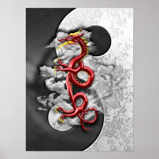 Yin Yang en Dragon Poster (Voorkant)