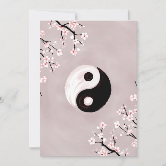 Yin Yang en Sakura Blossom Feestdagenkaart (Voorkant)