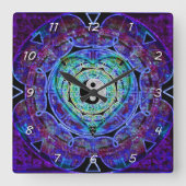 Yin Yang Energy Flow Vierkante Klok (Voorkant)