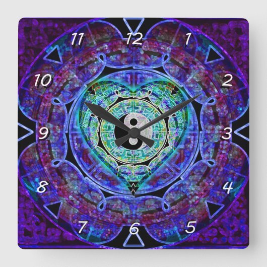 Yin Yang Energy Flow Vierkante Klok (Voorkant)