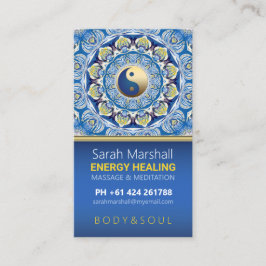 Yin Yang Energy Healing Blauw Geel Mandala Visitekaartje