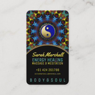 Yin Yang Energy Healing Royal Blue Gold Visitekaartje