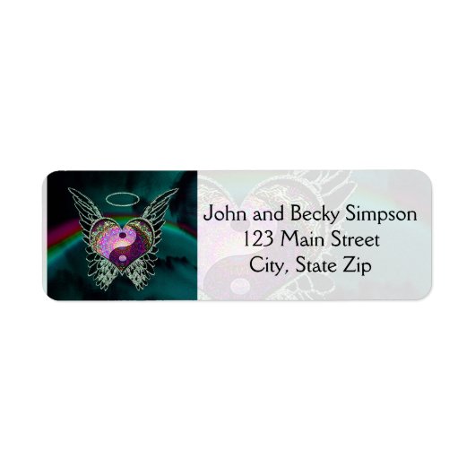 Yin Yang, engelenvleugels en hart Etiket (Voorkant)