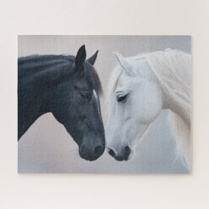 Yin Yang Equine Harmony: Zwarte en Witte Paarden Legpuzzel