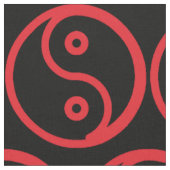 Yin Yang Fabric - zwart, rood Stof (Close Up)