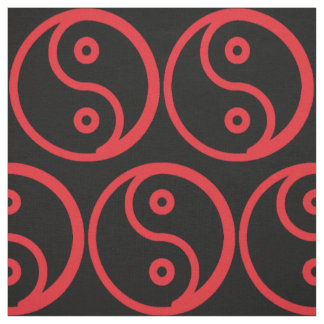 Yin Yang Fabric - zwart, rood Stof