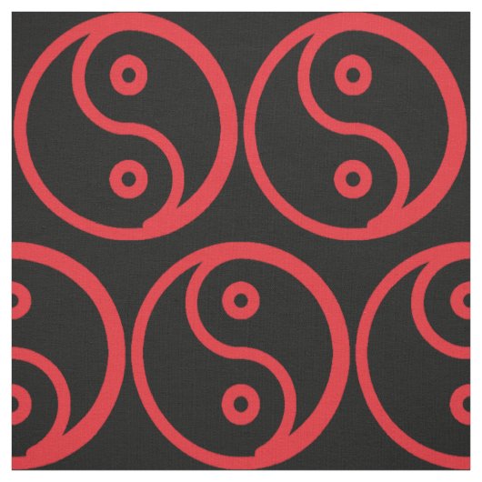 Yin Yang Fabric - zwart, rood Stof (Swatch)