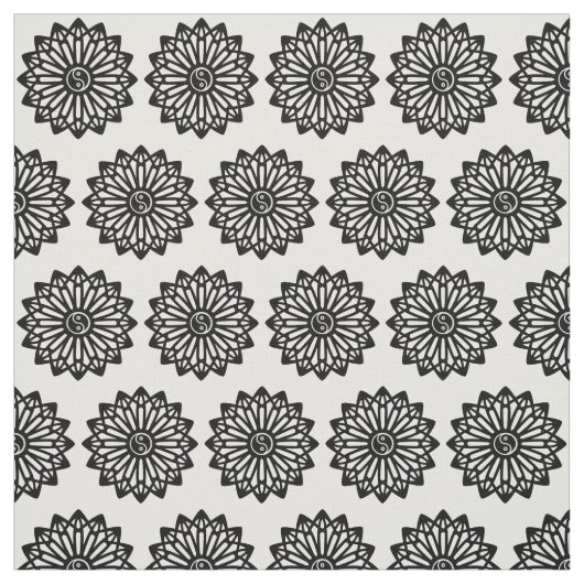 Yin Yang Fabric - zwart, wit Stof (Swatch)