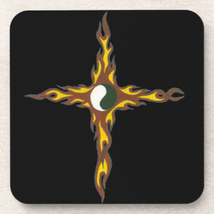 Yin Yang Fire Cross Bier Onderzetter