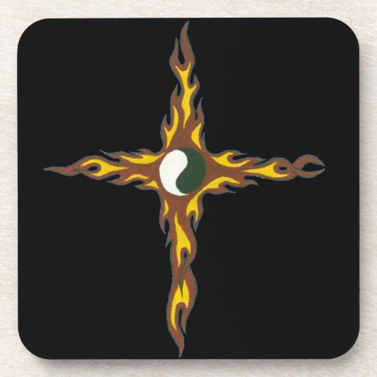Yin Yang Fire Cross Bier Onderzetter (Voorkant)