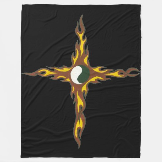 Yin Yang Fire Cross Fleece Deken (Voorkant)
