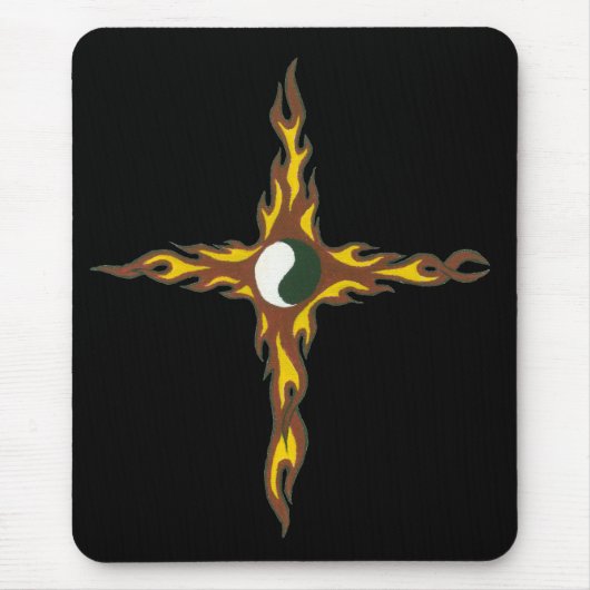 Yin Yang Fire Cross Muismat (Voorkant)