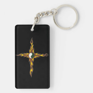 Yin Yang Fire Cross Sleutelhanger