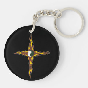 Yin Yang Fire Cross Sleutelhanger