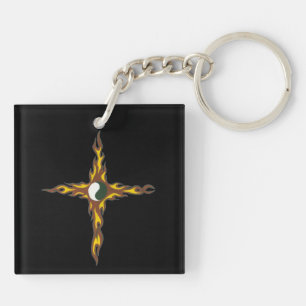 Yin Yang Fire Cross Sleutelhanger