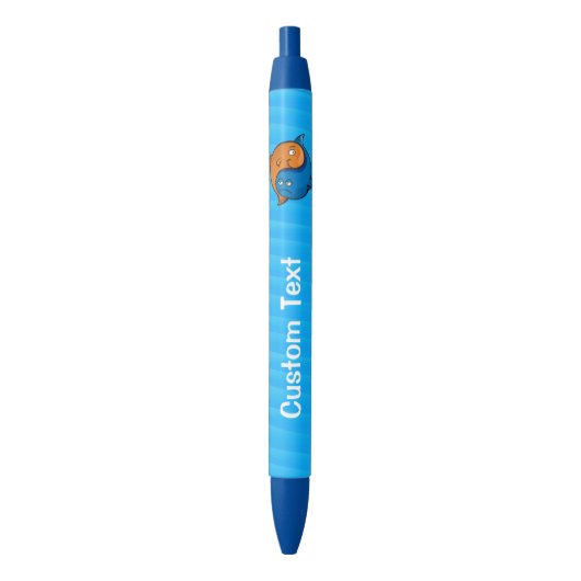 Yin Yang Fish Cartoon Blauwe Inkt Pen (Voorkant Verticaal)