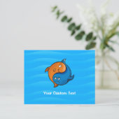 Yin Yang Fish Cartoon Briefkaart (Staand voorkant)