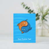Yin Yang Fish Cartoon Briefkaart (Staand voorkant)